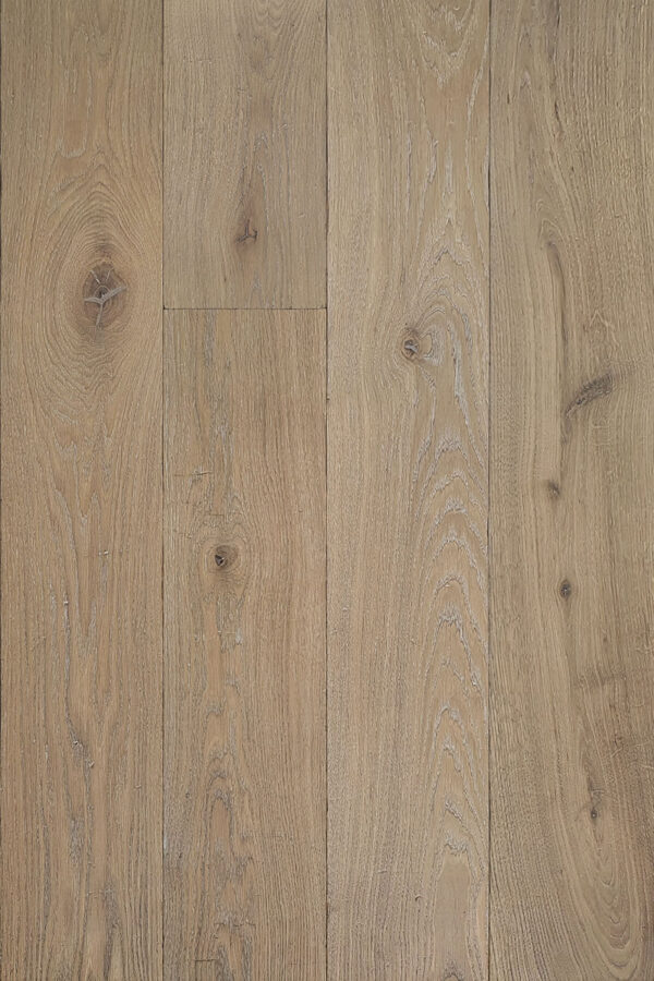 Prefinished Oak - Aged and Distressed Light Smoked White Satin